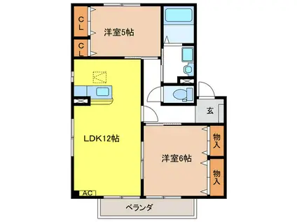 フィールドヴィラ(2LDK/2階)の間取り写真
