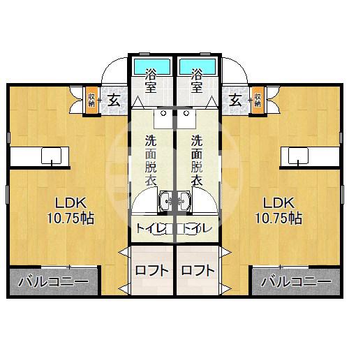 ラパン郡元 D棟(ワンルーム/2階)の間取り写真