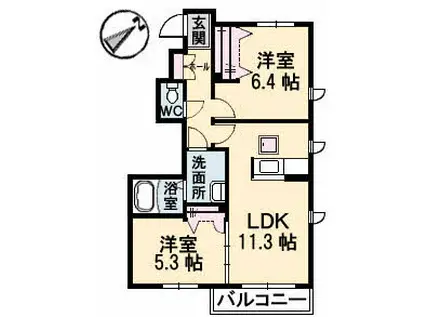グリーンクレスト(2LDK/1階)の間取り写真
