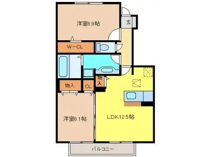 ソシア・ミズノ(2LDK/1階)の間取り写真