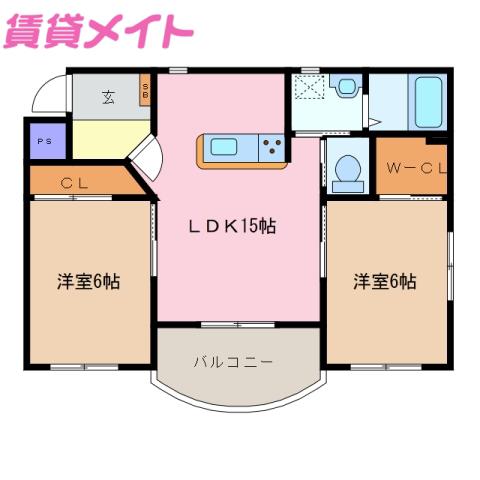 シンシア(2LDK/2階)の間取り写真