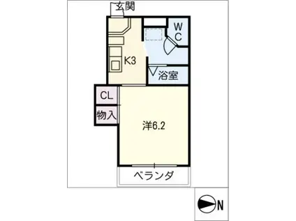 グリーンハイツ浅野II(1K/3階)の間取り写真