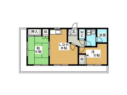 マンションエクセレント(2DK/4階)の間取り写真