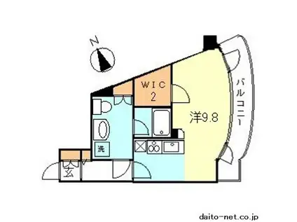 ハーベストヒルズ溝の口2(ワンルーム/2階)の間取り写真