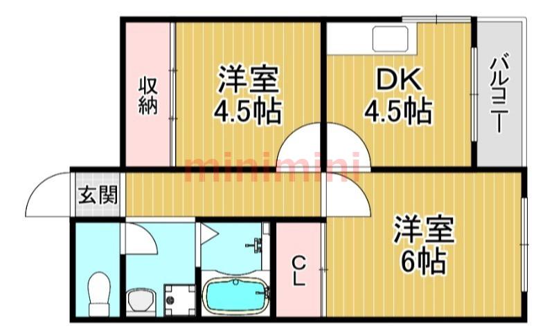 沢良宜東薩摩マンション2号棟(2DK/3階)の間取り写真