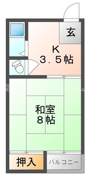 浜町ハイツ(1K/3階)の間取り写真