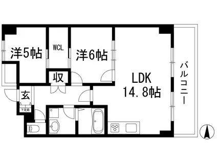 GREEN HILL(2LDK/2階)の間取り写真
