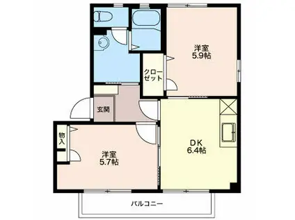 バリュージュ K2 A セ(2DK/1階)の間取り写真