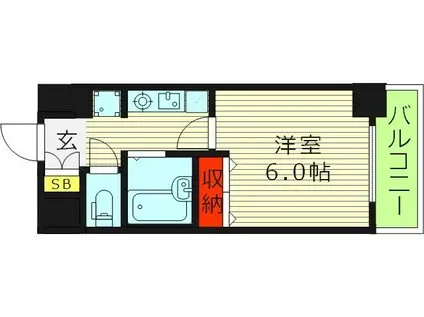 エスリード 深江橋(1K/6階)の間取り写真