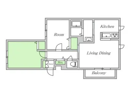 ピナ・ヒルズ千里山(1SLDK/1階)の間取り写真