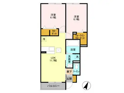 グリーンヴィラ(2LDK/1階)の間取り写真
