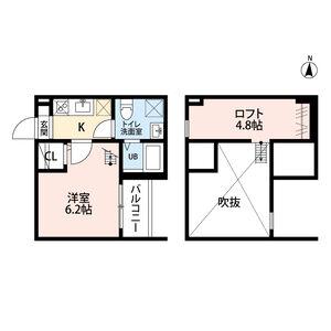 ワルキューレ(1K/2階)の間取り写真