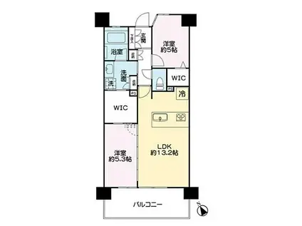 レクシア青葉東ティアード(2LDK/3階)の間取り写真