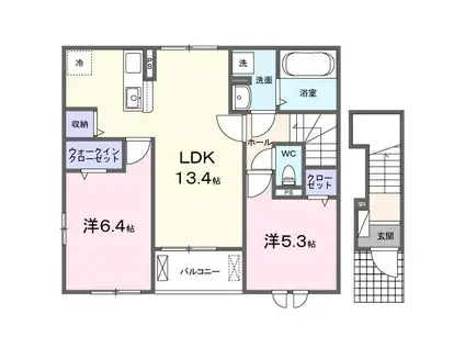 プレミアスペースI(2LDK/2階)の間取り写真