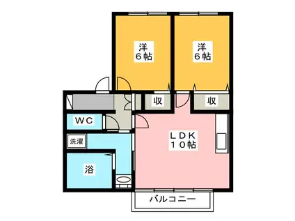 ガーデンコート西添C(2LDK/1階)の間取り写真