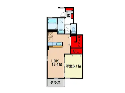 カーサディメローネI(1LDK/1階)の間取り写真