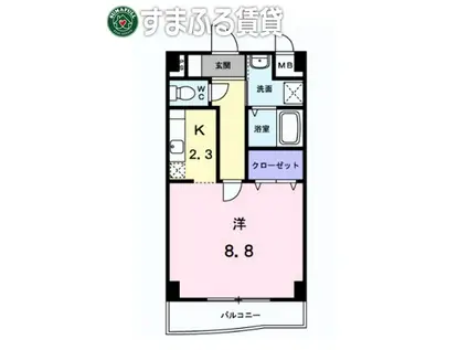 アルバ美合(1K/2階)の間取り写真