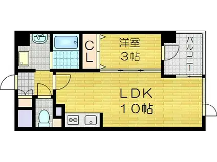 ベルエトフYII(1LDK/4階)の間取り写真