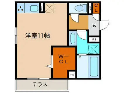 リベルテ草津(ワンルーム/1階)の間取り写真