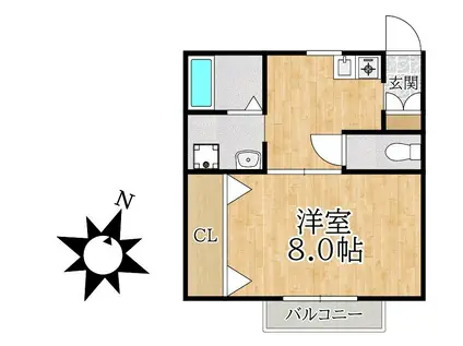 篠崎パークサイドⅡ(1K/2階)の間取り写真