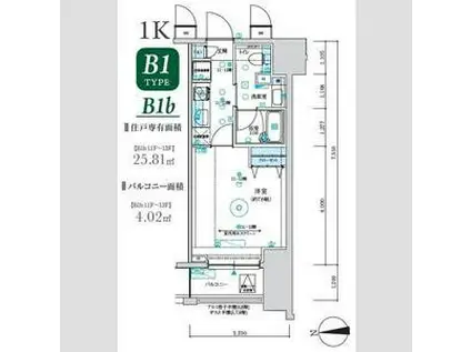 マキシヴ八王子トレ(1K/13階)の間取り写真