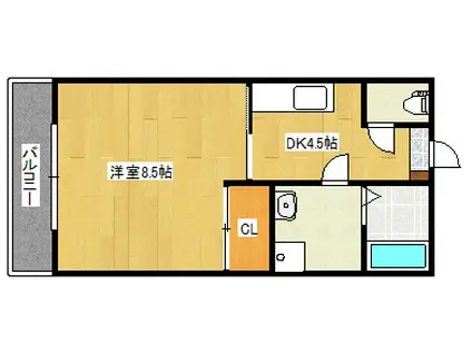 サクシード(1DK/6階)の間取り写真