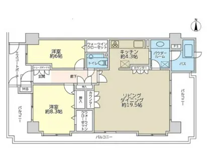 グランシティ天王洲アイル(2LDK/14階)の間取り写真