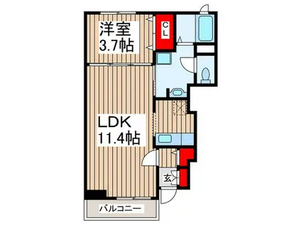 ベルフレージュA(1LDK/1階)の間取り写真