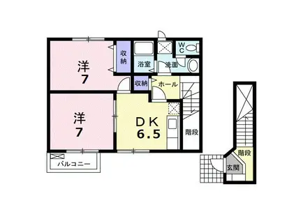 シャン.ド.フルール(2DK/2階)の間取り写真