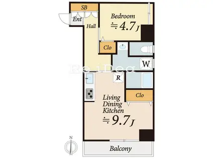 ライオンズマンション飯田橋(1LDK/4階)の間取り写真