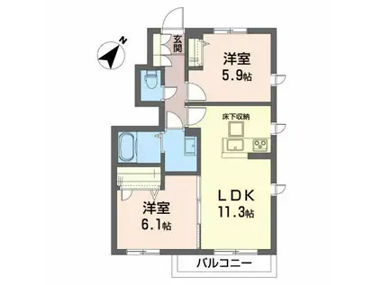 カーサ トリアネイ(2LDK/1階)の間取り写真