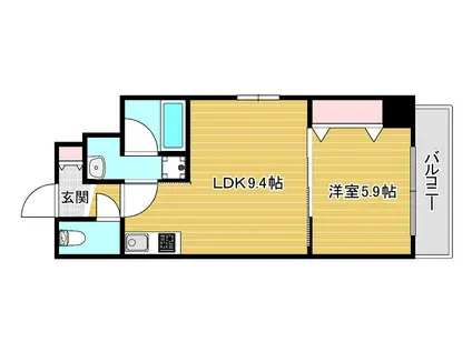 インテリジェンス御堂(1LDK/10階)の間取り写真