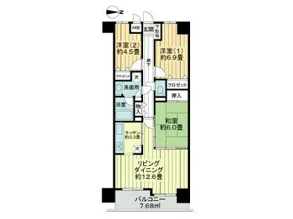 エトワール泉中央(3LDK/1階)の間取り写真