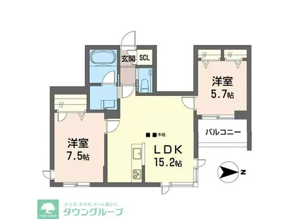 ウィズプラス等々力(2LDK/2階)の間取り写真