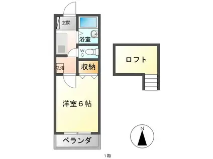 シューフルールII(1K/1階)の間取り写真