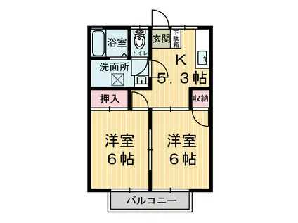 タテノハイツC棟(2DK/1階)の間取り写真