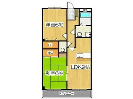 レナジア久地野(2LDK/2階)の間取り写真