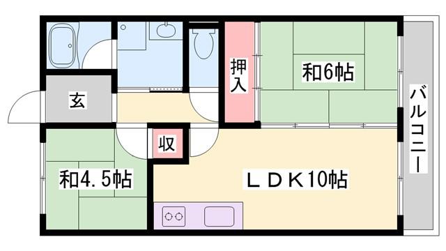 コーポ白浜(2LDK/1階)の間取り写真