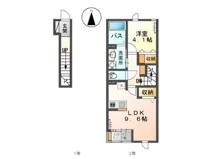 アヴァンセ太田(1LDK/2階)の間取り写真