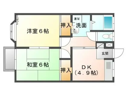 中野ハイツメルベーユ(2DK/2階)の間取り写真