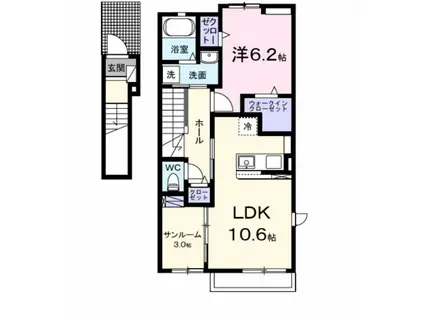 プラシードヒル X(1LDK/2階)の間取り写真