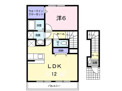 バーミィアウル(1LDK/2階)の間取り写真
