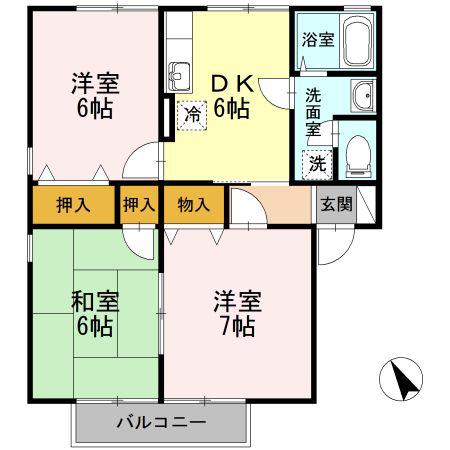 ルピナス風間(3DK/2階)の間取り写真