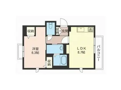 ホープSUNシャイン(1LDK/3階)の間取り写真
