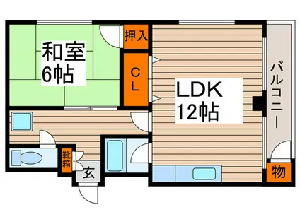 ハイデンス銀嶺(1LDK/2階)の間取り写真
