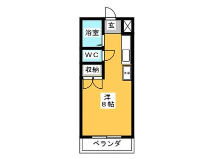 岐南ハイツ(ワンルーム/1階)の間取り写真
