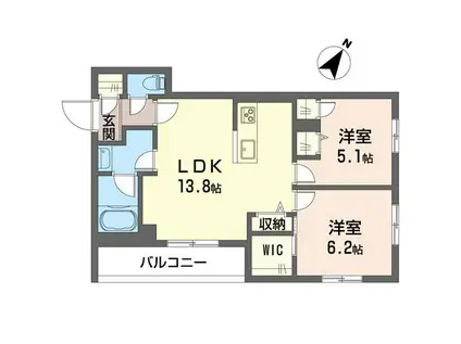 シャーメゾンMIU I(2LDK/1階)の間取り写真