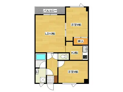 第1ナシオマンション(2LDK/2階)の間取り写真