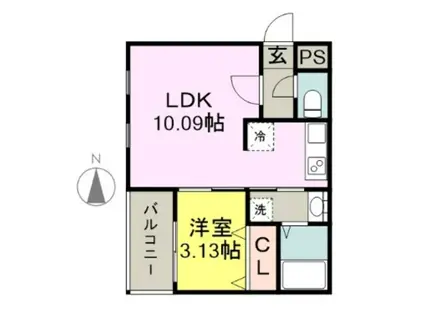 試験場前プレミア(1LDK/3階)の間取り写真