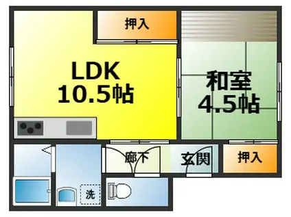 コスモスハイツ(1LDK/1階)の間取り写真